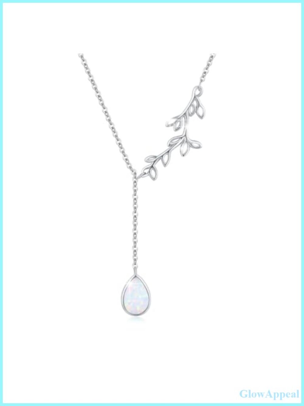 Leaf Pendant Necklace 925 Sterling Silver Opal Y Chain Women Jewelry Gift